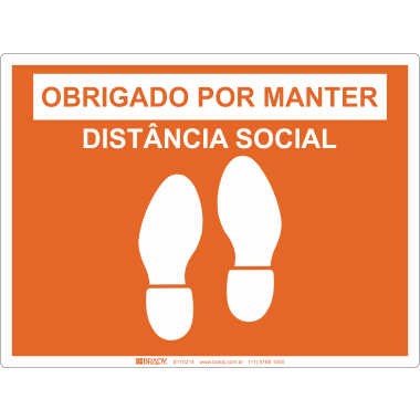 Adesivo de Chão Laranja - Mantenha Distância Social