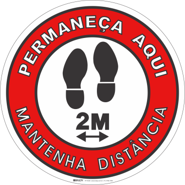 Adesivo de Chão Mantenha Distância Social Vermelho e Branco