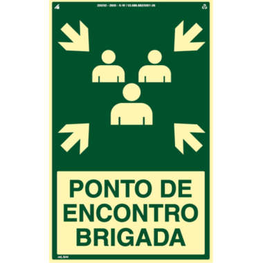 Placa Fotoluminescente S44 - Sinalização de Brigada de Incêndio 20x30cm