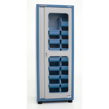 Armário Porta-Componentes com Visor - Cinza e Azul