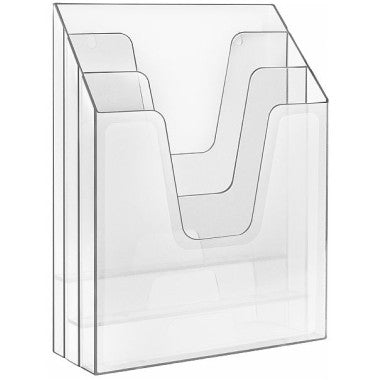 Organizador Vertical de Mesa em Cristal com 3 Compartimentos