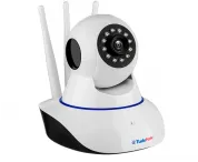 Câmera IP Sem Fio Wifi HD 720p Robô Wireless, Com áudio, Grava em Cartão SD, com 3 Antenas e Visão Noturna de 10m
