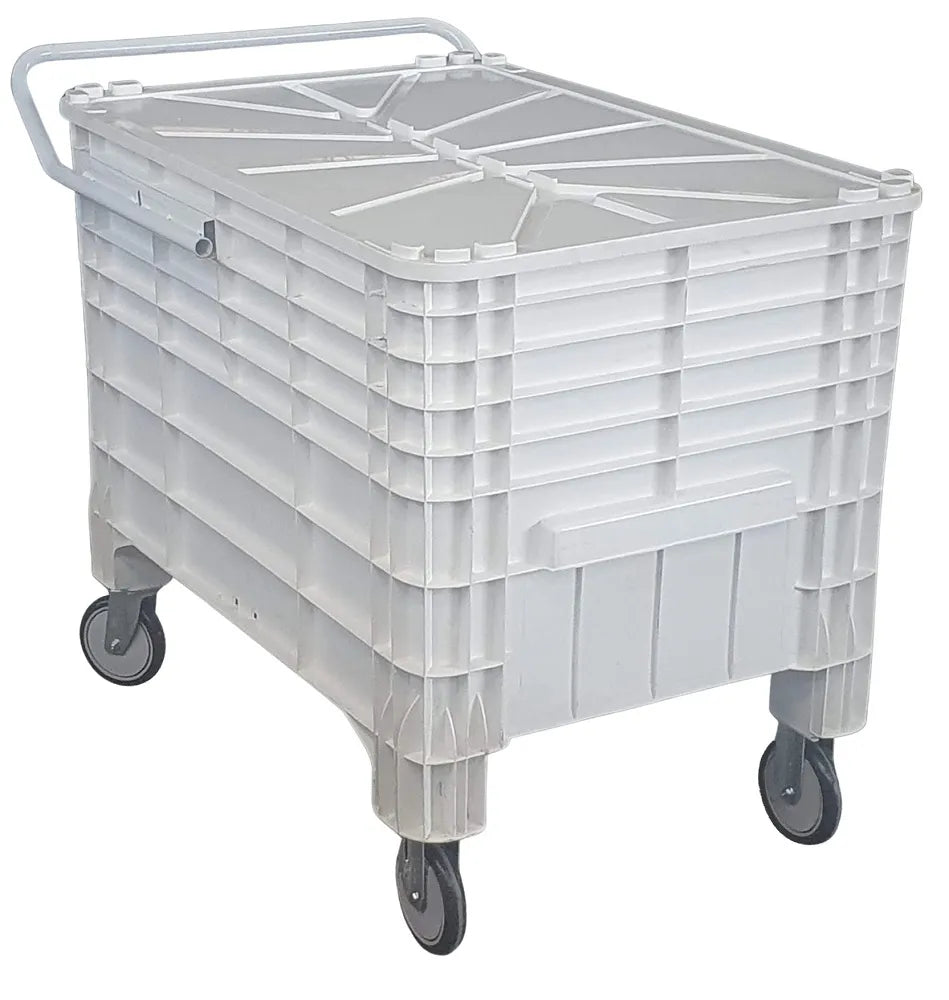 Carrinho Coletor 372 litros Branco Com Tampa