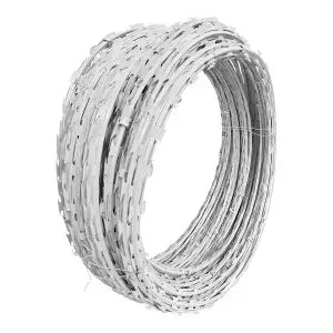 Concertina Perimetral Dupla Clipada Branca 45cm de diâmetro, até 8 metros, lâminas de 28mm, 56 Voltas