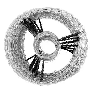 Concertina Perimetral Dupla Eletrificada (Sensor) 45cm Galvalume Rende 10 metros, Lamina de 28mm, 56 voltas