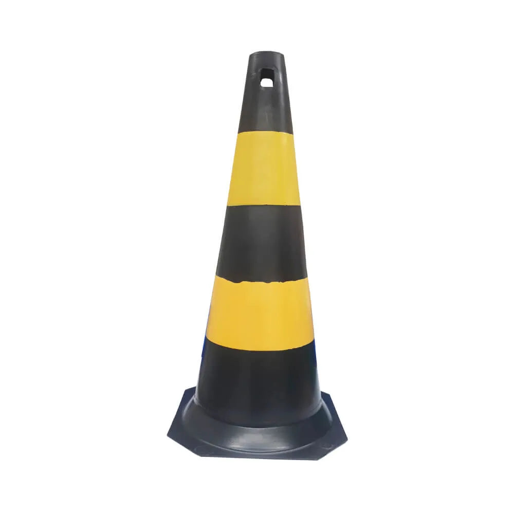 Cone PVC Sinalização  Preto/Amarelo 75CM