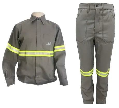 Conjunto Eletricista Cinza NR10 Risco II Atpv 11,0 Com Refletivo Eqpro CA 41146 e 41147