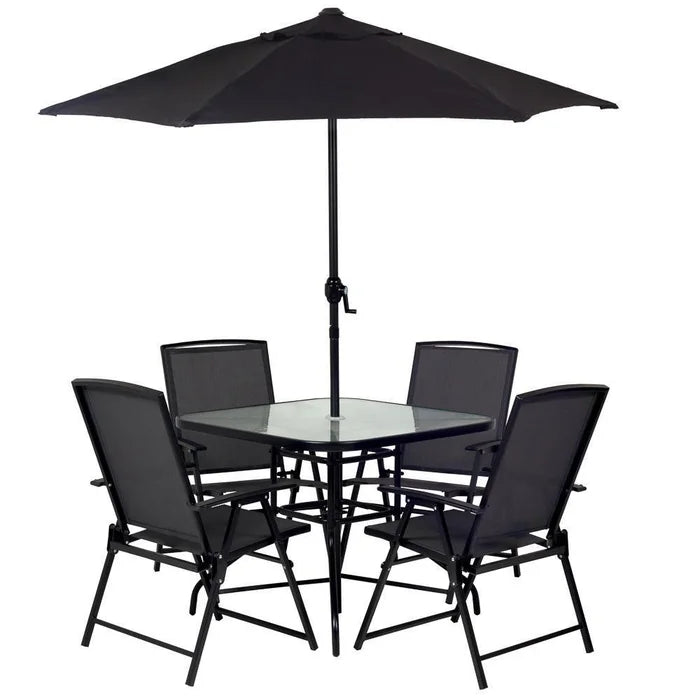 Conjunto de Jardim Chicago Preto com Ombrelone Mor Life Preto