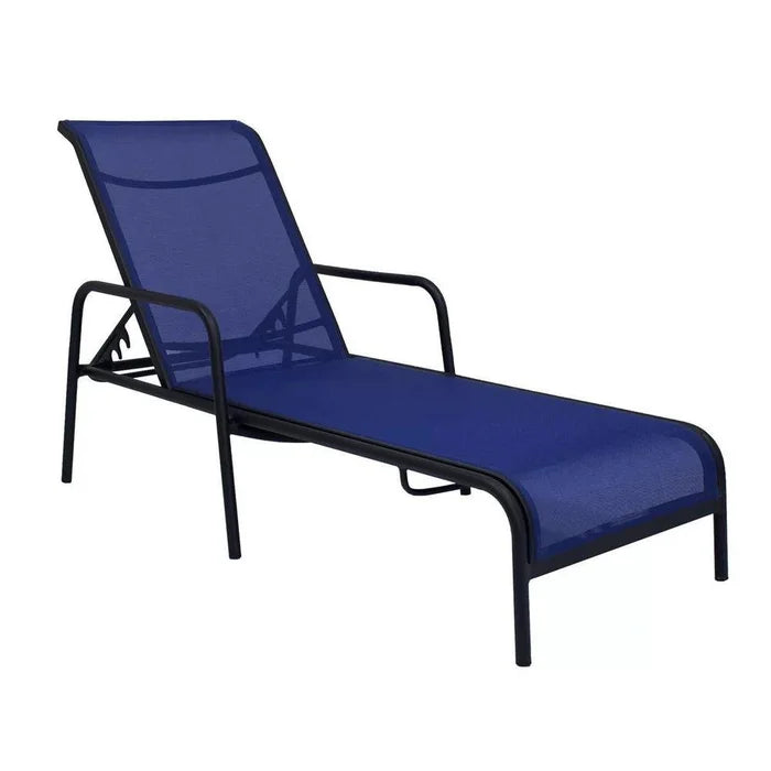 Espreguiçadeira Modelo Sling em Tela e Alumínio Preto azul