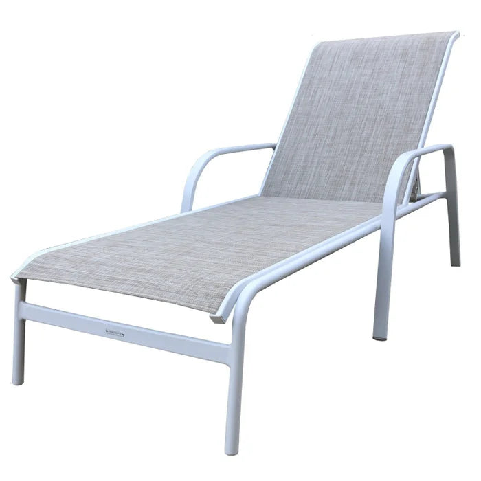 Espreguiçadeira Reclinável em Alumínio e Tela Sling Cannes Branco