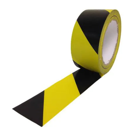 FITA DEMARCAÇÃO DE SOLO ZEBRADO PRETO AMARELO 48MM X 30M