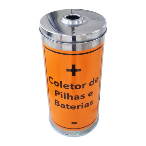 Lixeira Coleta Seletiva Pilhas Bat. Inox 22L