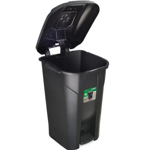 Lixeira plástica 120 litros com roda pedal e tampa click