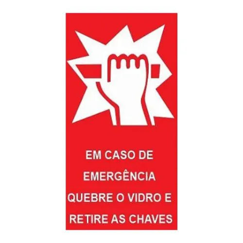 Placa Chave Emergência Fotoluminescente Certificada 15x20cm