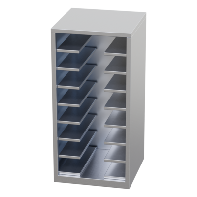 Porta Bandejas Inox projetado para acomodar bandejas grandes