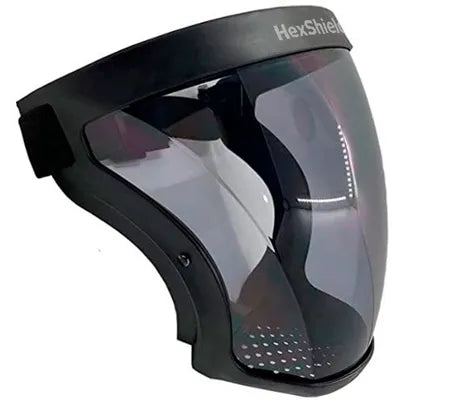 Protetor Facial Preto Hexpro Hexshield Lente Fumê Ajuste Elástico com Tratamento Antiembaçante Filtro KN95 CA 49438
