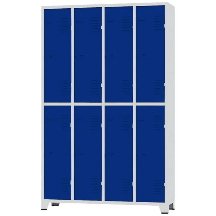 Roupeiro de Aço 8 Portas Grandes Cinza com Azul - Ultra Móveis Cinza com Azul
