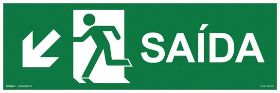 Saída de Emergência - Seta Abaixo Esquerda - Fotoluminescente