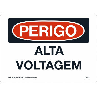 Placa de Sinalização de Perigo - Alta Voltagem