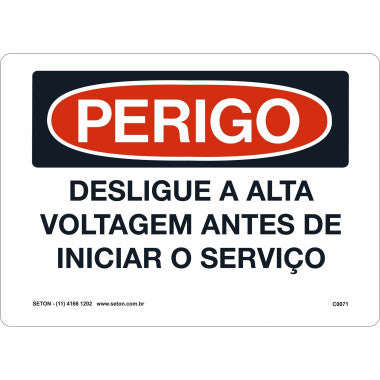 Placa de Perigo: Desligue a Alta Voltagem Antes do Serviço