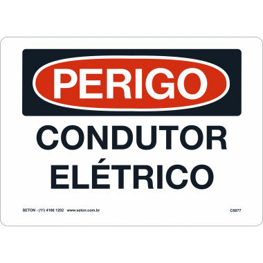 Placa de Sinalização de Perigo - Condutor Elétrico