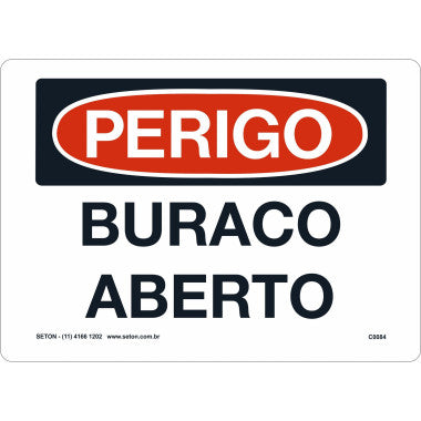 Placa de Perigo - Buraco Aberto para Sinalização de Riscos