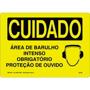 Placa de Sinalização: Cuidado com Barulho Intenso - Proteção de Ouvido