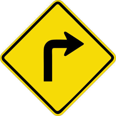 Placa de Sinalização Curva Acentuada à Direita
