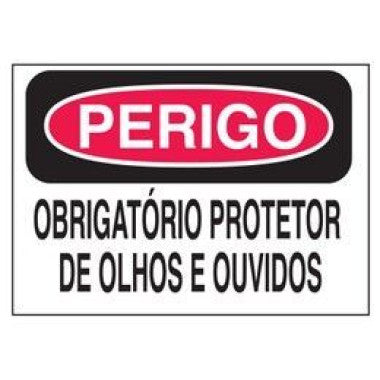 Etiqueta de Perigo - Protetor de Olhos e Ouvidos Obrigatório