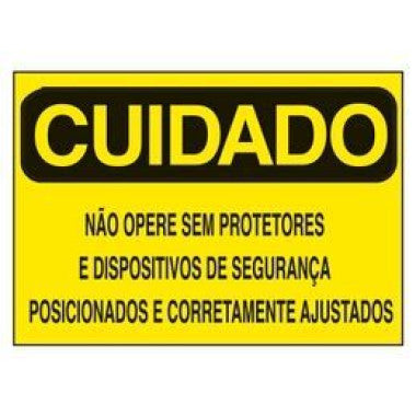Etiqueta de Cuidado: Não Operar Sem Segurança Adequada