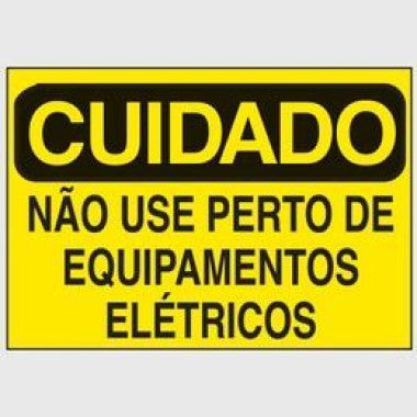 Etiqueta de Cuidado: Não Use Perto de Equipamentos Elétricos