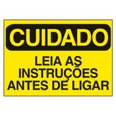 Etiqueta de Cuidado: Leia Instruções Antes de Ligar