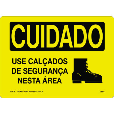 Placa de Sinalização: Use Calçados de Segurança Aqui