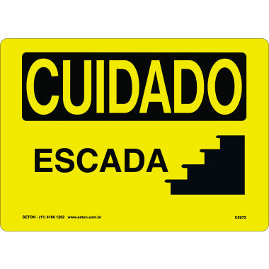 Placa de Cuidado para Sinalização de Riscos - Escada