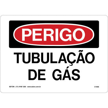 Placa de Sinalização de Perigo - Tubulação de Gás