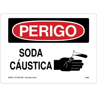 Placa de Perigo - Sinalização de Soda Cáustica