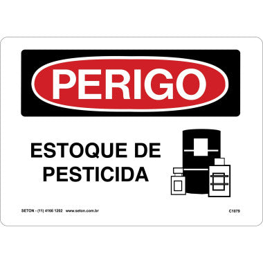 Placa de Perigo - Sinalização de Estoque de Pesticida