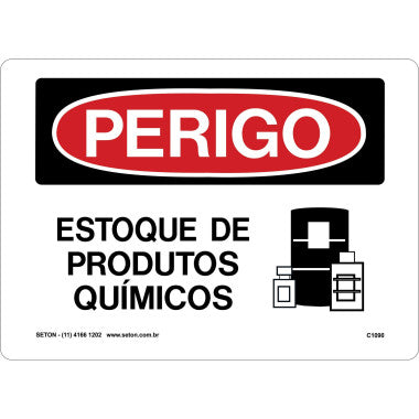 Placa de Perigo para Sinalização de Produtos Químicos