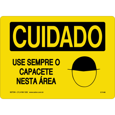 Placa de Sinalização: Use Sempre Capacete Nesta Área