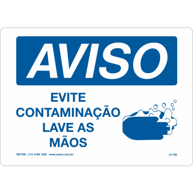 Placa de Aviso: Lave as Mãos para Evitar Contaminação