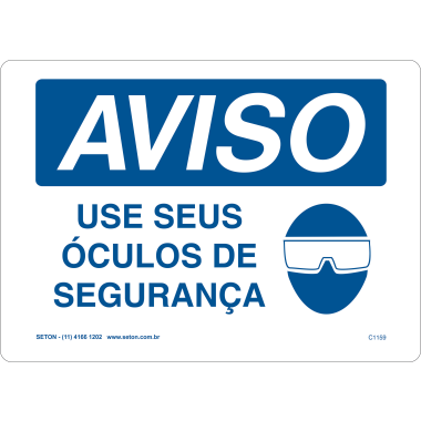 Placa de Aviso: Use Óculos de Segurança