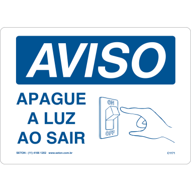 Placa de Aviso: Apague a Luz ao Sair