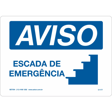 Placa de Aviso: Escada de Emergência