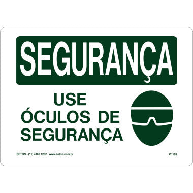 Placa de Segurança - Use Óculos de Segurança
