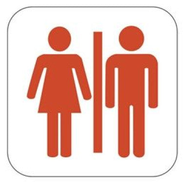 Placa de Sinalização Banheiro Masculino e Feminino Vermelha