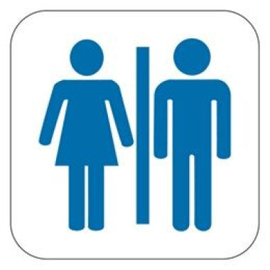 Placa de Sinalização Banheiro Masculino e Feminino Azul