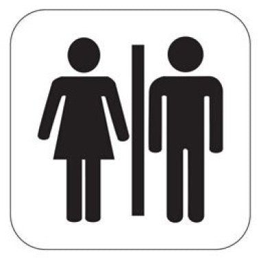 Placa de Sinalização Banheiro Masculino e Feminino - Preto