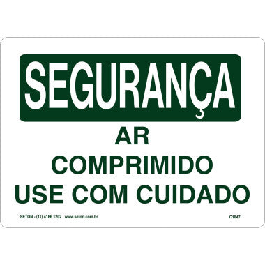 Placa de Segurança - Ar Comprimido - Uso Cauteloso