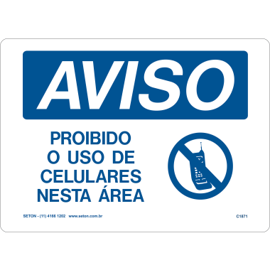 Placa de Aviso: Proibido o Uso de Celulares Nesta Área