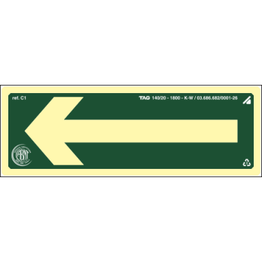 Placa Fotoluminescente - Sinalização Seta Esquerda